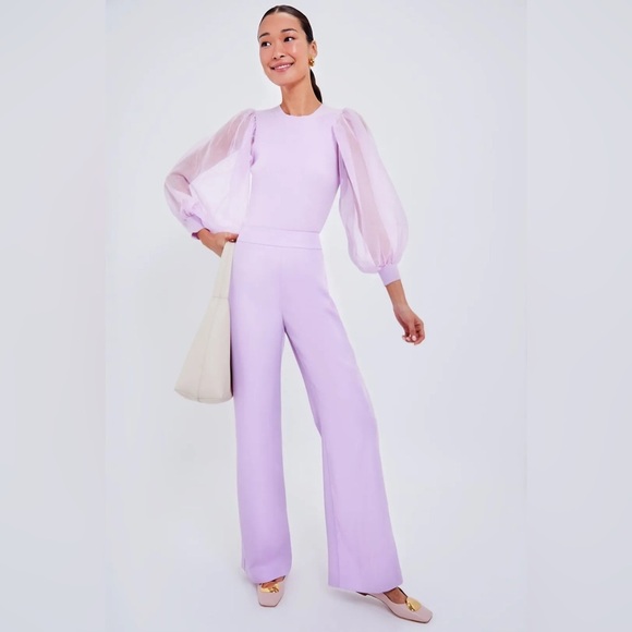 Tuckernuck Lilac Knit Betsy Blouse Size S NWT Sheer Puff Sleeve Stretchy Ribbed - Picture 11 of 11